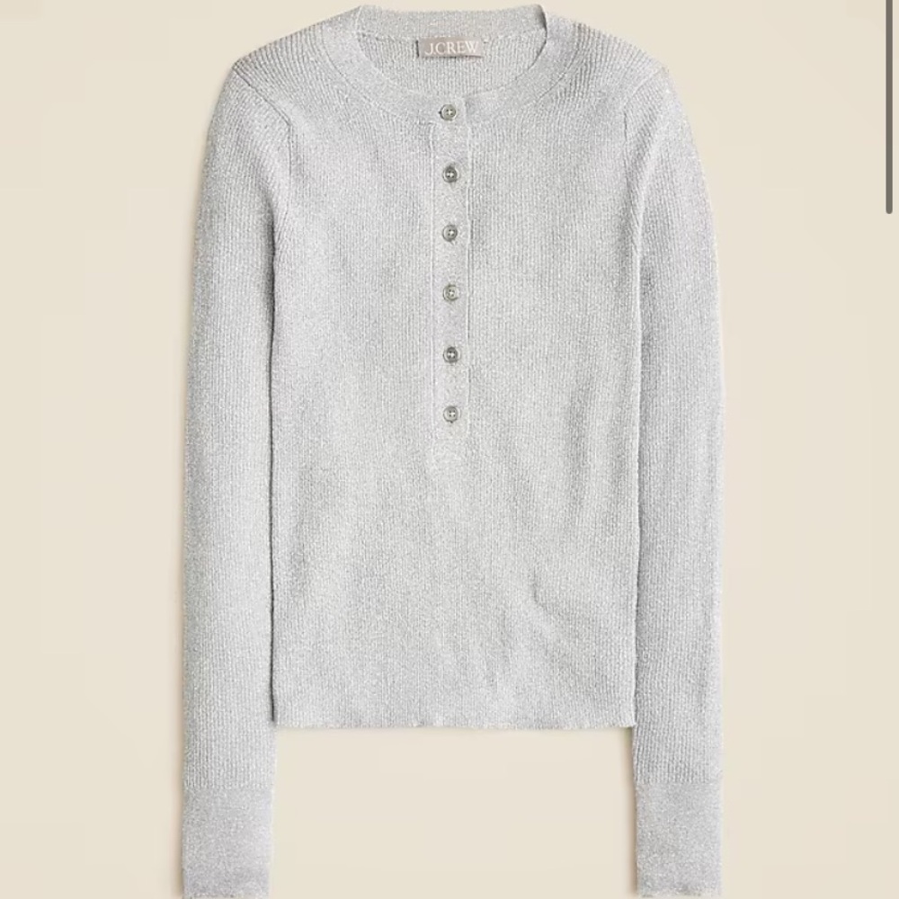 Ribbed henley sweater with Lurex® metallic threads - Large